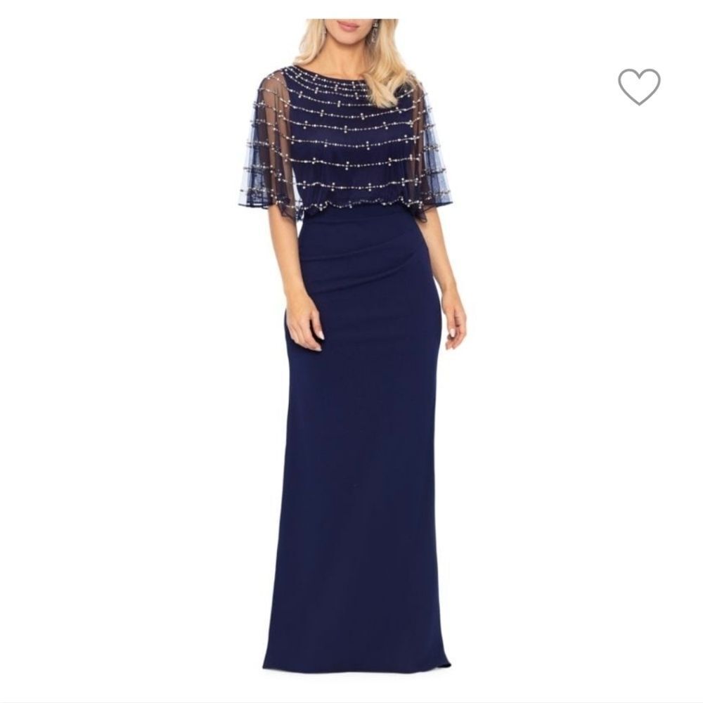 Betsy & Adam Beaded Mesh Gown size 10 mother of the bride